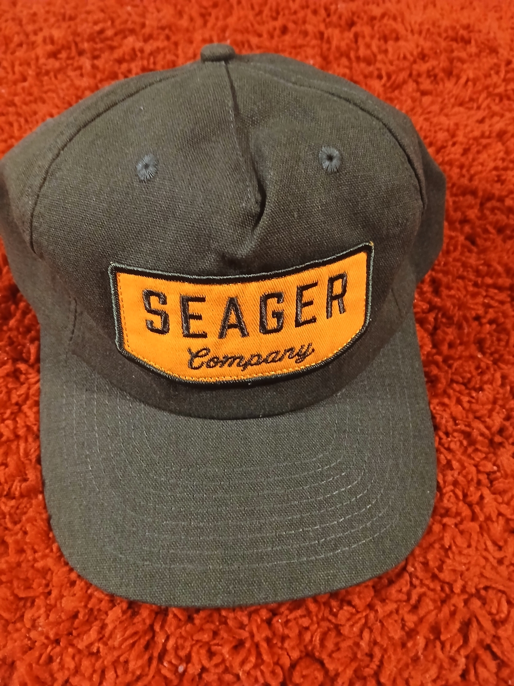 Seager Company Black and Orange Patch Cap